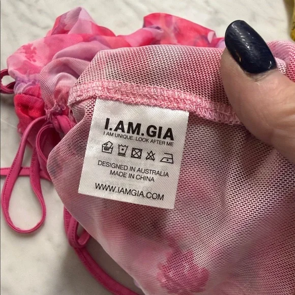I AM GIA Jamari Psychedelic Pink and White Sheer Bloom Top Size XS - Picture 9 of 10